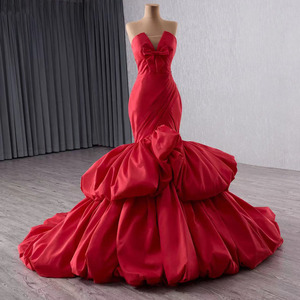 Jancember 241137 Belle Satin Plis Mince Sirène Robes De Soirée Avec Arc - Product Image 3