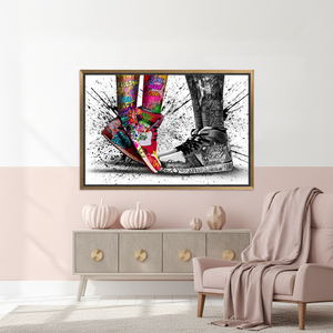 Elegant Graffiti Shoes Print: Modern <b>Canvas</b> Wall Art Decor,GOLD <b>FRAMED</b> <b>CANVAS</b> - Product Image 3