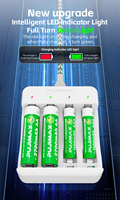 Chargeur de batterie intelligent portable PUJIMAX à 4 emplacements, compatible avec les piles rechargeables NiMH AA AAA 1,2 V, ensemble complet