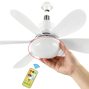 0728 Hot Sale 360. Rotatable Bulb <b>Fan</b> Abs+ Pp Leaf Structure Mini <b>Ceiling</b> Light Socket Extender <b>Remote</b> <b>Control</b> - Product Image 1