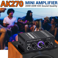 Amplificateur de puissance de classe D pour subwoofer, mini amplificateur audio domestique et automobile 12V, Bluetooth HiFi 2 canaux 20W+20W, amplificateur de basses DJ