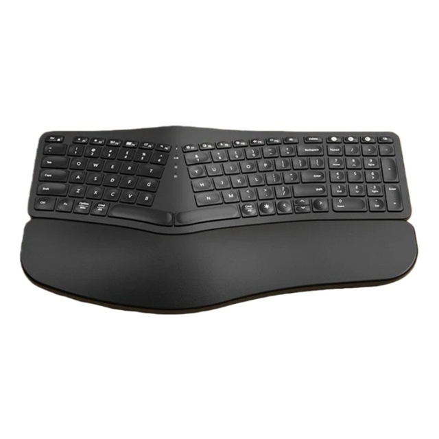 White Backlit Ergonomic Split Keyboard 2.4G Wireless Keyboard with Wrist Rest Rechargeable Keyboard for Windows/Mac
