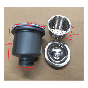 QS106 114 keranjang pembuangan wastafel plastik baja tahan karat pengering limbah dapur saluran pembuangan keranjang besar saringan wastafel - Product Image 2