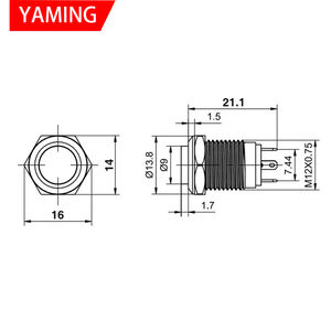 Botón a prueba de agua para reinicio momentáneo, botón de Metal de oxidación redondo alto/plano, botón de arranque de coche, bocina, altavoz, campana, 12mm - Product Image 6