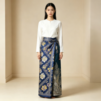 Kain Batik Sarung Kulit Persik Ramah Lingkungan Grosir Pabrik 100% Poliester Tekstur Halus untuk Rok Pareo Anak Perempuan