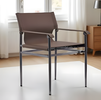 Chaise de salle à manger moderne italienne en acier inoxydable et cuir, fauteuil de négociation, tabouret de loisirs domestique, durable et écologique