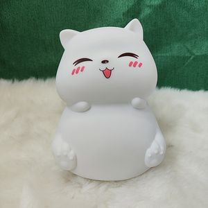 Lampe de nuit en silicone en forme de chat, contrôle tactile et changement de couleur automatique, lampe de chevet LED pour enfants, rechargeable par USB, lampe douce pour la chambre d'enfant - Product Image 5