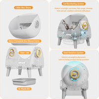 Bac à litière intelligent entièrement automatique pour chat, grande capacité 60L, bac à déchets 12L, nettoyage facile, démontage facile, conception silencieuse à ouverture facile