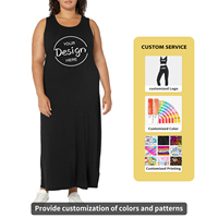 POVTY Vente Directe Femmes D'été Décontracté Sans Manches Débardeur Robe Longue Logo Personnalisé Motif Plus La Taille Beurre Droite Naturel