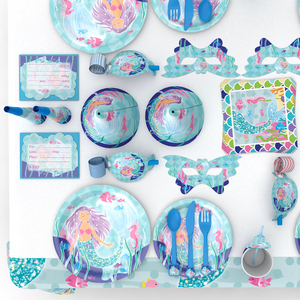 Commercio all'ingrosso del fumetto a tema little mermaid festa di compleanno del partito della decorazione set piatti bicchieri di carta da tavola set - Product Image 3