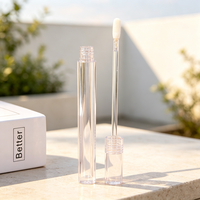 Tube de brillant à lèvres transparent vide de 4,5 ml, flacon long transparent pour huile à lèvres avec applicateur, emballage cosmétique personnalisé pour brillant à lèvres