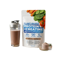 Protéine végétale en poudre avec créatine, saveur chocolat, complément sportif végétalien, marque privée OEM