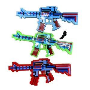 LED flashing wave mosaic gun & wind up pixel gun with music and light flashing space blaster gun Outdoor Game