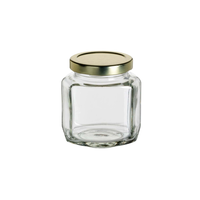 Bocaux en verre ovales et hexagonaux de 3,75 oz, 6 oz, 9 oz et 12 oz avec couvercle doublé de plastisol doré/noir/blanc