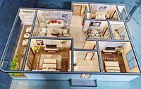 Architecture miniature moderne personnalisée Modèle de scène d'intérieur 3D Modèle réduit de bâtiment moderne en plastique pour la conception d'appartement et de villa