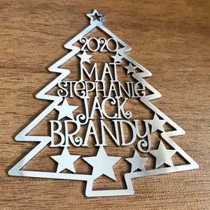 Custom Laser Cutting Christmas Tree Mirror Polished Metal Stainless Steel Letters For Christmas Decorations