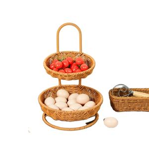 Shineshails 2025 OEM 도매 자연 고리 버들 저장 바구니 부엌 등나무 정원 교수형 바구니 벽걸이 계란 바구니 - Product Image 1