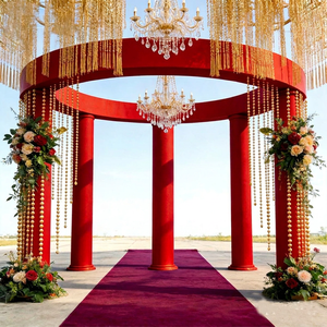 LEDA Mandap Chuppah rond en métal personnalisable en plusieurs couleurs pour la décoration d'événements et de fêtes de mariage de la culture indienne - Product Image 1