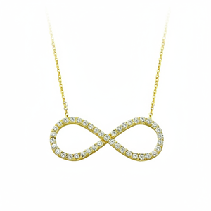 14K Or Massif Classique Infinity Charm Light Collier Fine Bijoux de Mariage avec Zircon pour les Femmes Fait à la Main en Turquie - Product Image 2