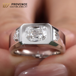 PROVENCE lab grown diamond jewelry real 14k 18k white gold <b>ring</b> Cushion Cut CVD diamond <b>rings</b> for <b>men</b> engagement wedding <b>ring</b> - Product Image 1