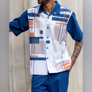 Conjunto de 2 Piezas de <span class=keywords><strong>Camisa</strong></span> de Manga Corta <span class=keywords><strong>y</strong></span> Pantalones Holgados con Estampado 3D Estilo Playa Casual para Hombre - Product Image 1