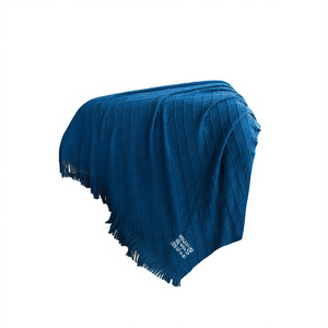 Manta de Punto con Diseño de Diamantes Azul Rey, Suave y Acogedora, para Cama o Sofá, Decorativa, para Todas las Temporadas, de Lana Acrílica, Rectangular - Product Image 1