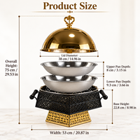 Groothandel 8L RVS ronde chafing dish met hangende deksel, voedselwarmer voor hotelbuffet, bruiloft, catering