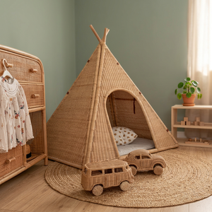 Tente de jeu tipi en rotin Nhat Minh pour enfants, design naturel et écologique pour bébés et enfants - Product Image 4
