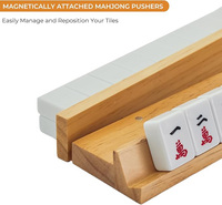 Support de rangement en bois naturel pour tuiles de Mahjong américain avec poussoirs magnétiques – Accessoires modernes pour jeux de table