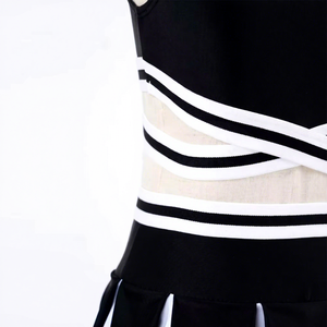 Conjunto de Uniforme de Porristas Blanco y Negro, Top Corto con Tirantes Cruzados y Falda Plisada, Disfraz para Equipo de Baile para Mujeres Adultas - Product Image 2