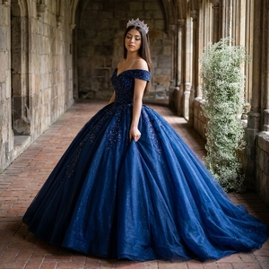Robe de soirée moderne Lsany259 pour femmes, robe de bal de luxe, robe de Quinceañera perlée et lacée, Jancember - Product Image 1