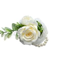 Bunga Pergelangan Tangan Grosir Pengantin Pengiring Pengantin Saudari Putih Pink Bunga Pergelangan Tangan Corsage Perlengkapan Pernikahan Anak-anak Tari Bunga Tangan
