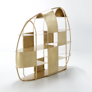 Estantería dorada creativa de lujo ligera de Italia, diseño de gama alta, sala de estar partición para, exhibición de whisky, estante de suelo multicapa - Product Image 3