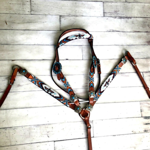 Ensemble d'équipement équestre authentique en cuir occidental, magnifique harnais floral fait main pour cheval, pour la course et l'équitation - Product Image 1