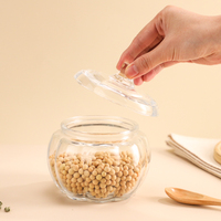 Pot en verre transparent pour miel et beurre de cacahuète, 580 ml, en forme de citrouille, vide, pour poivre, sucre, épices, noyaux, avec couvercle en verre