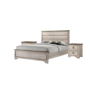 Cottage Style 2 <b>Drawer</b> Nightstand Driftwood Finish Weathered Brown Top Ring Pull Traditional <b>Storage</b> <b>Drawers</b> - Product Image 5