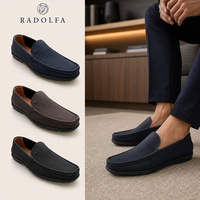 Mocassins de luxe pour hommes en cuir grainé, semelle en mousse ultra-légère, en cuir véritable soyeux, respirants, chaussures de conduite personnalisables RADOLFA