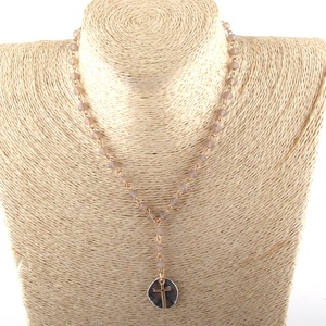 Joyería de moda de oro <span class=keywords><strong>corto</strong></span> <span class=keywords><strong>Rosario</strong></span> collar de cadena de las mujeres de aleación de Disco Cruz colgante collar de Gargantilla - Product Image 5