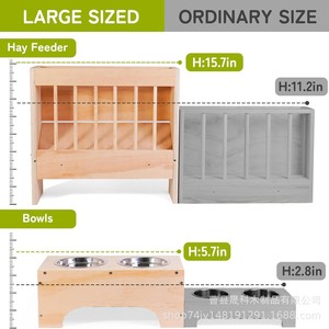 Estación de Alimentación de Madera para Conejos con Comedero y Bebedero Antivuelco para Conejos, Cobayas y Chinchillas - Product Image 4
