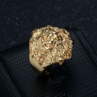 Anneaux de mode en acier inoxydable plaqué or 18 carats, bijoux personnalisés, anneaux hip-hop punk, anneaux de foi du roi lion pour homme, accessoires