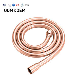 Manguera de ducha rosa premium, flexible, de PVC, con conexiones de latón para baño - Product Image 1