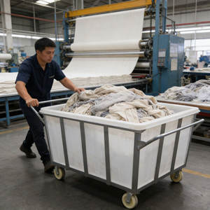 Chariot à linge mobile en <span class=keywords><strong>plastique</strong></span> robuste en gros avec deux roues pivotantes et freins Capacité de 500 kg pour hôtel et blanchisserie - Product Image 5