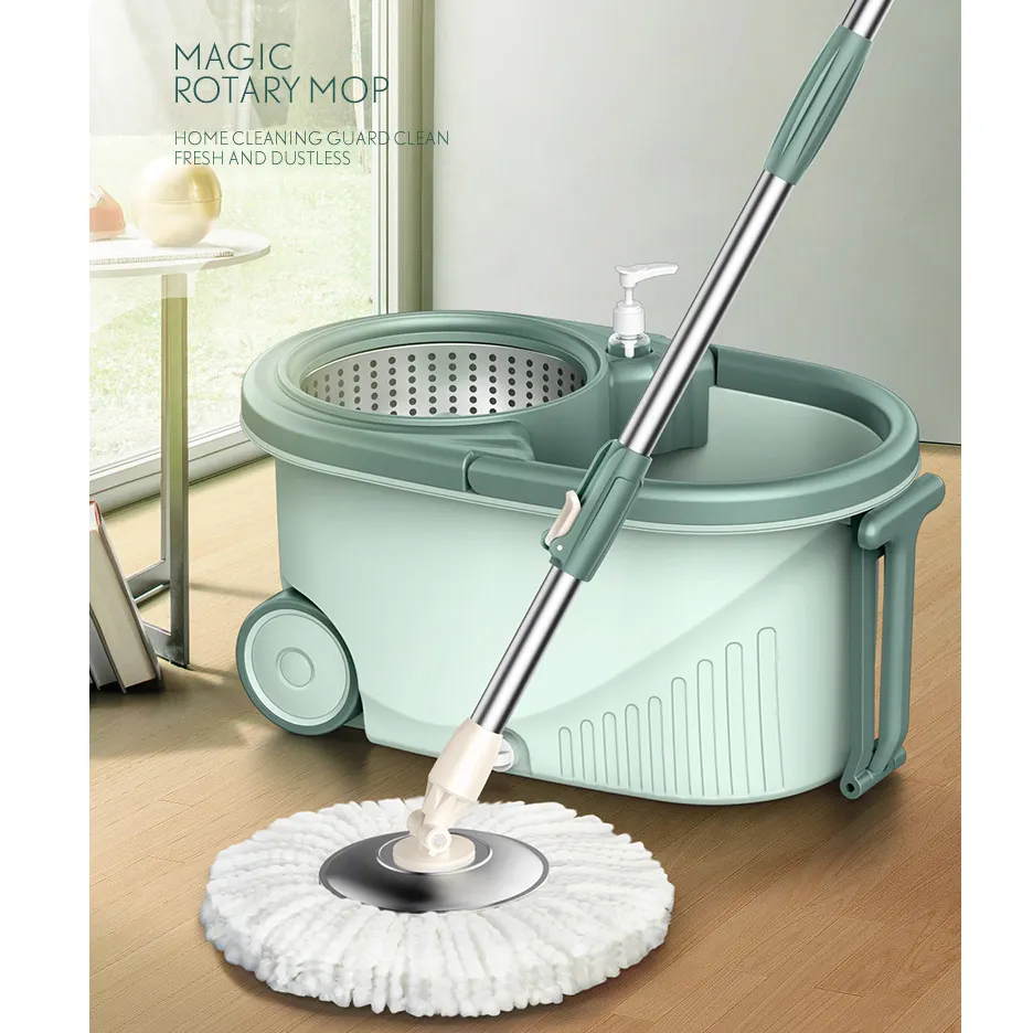 household items mop spin mop and bucket set microfiber mop with round bucket
