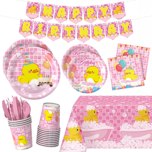Juego de Vajilla Desechable Ecológico Personalizable, de Moda, con Diseño de Pato Amarillo de Dibujos Animados, para Decoración de Fiestas Infantiles de Cumpleaños - Product Image 1