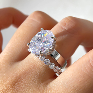 Luxury Zircon 18K Gold Plated Brass Gemstone Engagement <b>Stack</b> <b>Ring</b> with Oval Cut Zirconia 18K Gold Plated for Women - Product Image 6