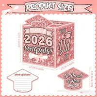Nouvelle boîte à cartes rose pour la saison des diplômes 2026, 50 cartes, boîte à cartes de fête, décoration créative, cadeau