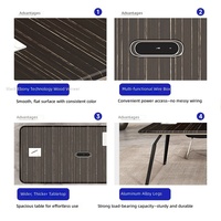 Ensemble de chaises de conférence modernes haut de gamme en bois avec boîte de câblage, grand design rectangulaire pour 6 à 20 personnes, bureaux/salles de conférence