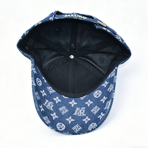Luxury Jacquard Pattern Baseball Cap, <b>Navy</b> Blue with Gold Logo Embroidery, Casual Streetwear Sun <b>Hat</b> - Product Image 6
