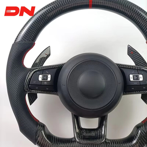 Volante Deportivo R-Line de Cuero y Fibra de Carbono para Volkswagen VW <span class=keywords><strong>Golf</strong></span> 7 R MK7 MK8 Jetta Passat B8 <span class=keywords><strong>Polo</strong></span> Tiguan <span class=keywords><strong>GTI</strong></span> X5 X3 CC X4 - Product Image 3
