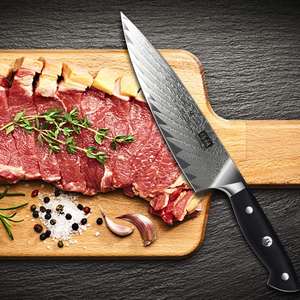 Cuchillo de Cocina Profesional <span class=keywords><strong>SHAN</strong></span> ZU GYO Serie Full <span class=keywords><strong>Tang</strong></span> con Mango G10, Cuchillo de Chef Japonés de 8 Pulgadas con Núcleo de Acero VG10 - Product Image 5